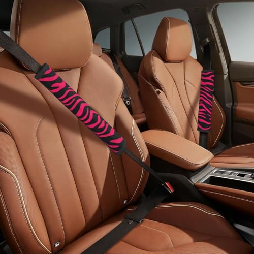 Seat Belt Cover Pads Hot Pink Black Zebra Print Car Seat Belt Covers for Women Men Adults Kids Soft Comfortable Auto Seatbelt Cushion Shoulder Strap Pad Handle Wraps, 1 Pair - color: Hot Pink Black Zebra Print