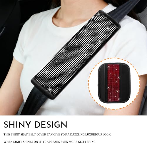 2PCS Bling Seat Belt Covers, Seat Belt Cover Pad, Car Seatbelt Shoulder Pads with Rhinestone, Auto Accessories Comfortable Automotive Neck Shoulder Mat Cushion for Car Truck SUV (White) - color: White