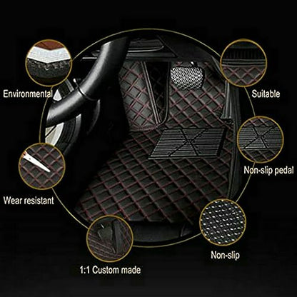 Customized Personalized Car Mats - All Weather Men's and Women's Floor mats Suitable for 99% of vehiclesPads Protection Non-Slip Leather Floor Liners (Blue and Black Beige) - color: Blue and black beige 1