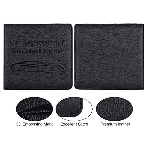 Car Registration and Insurance Holder, Vehicle Glove Box Car Organizer Men Women Wallet Accessories Case for Cards, Essential Document, Driver License, Black - color: Black