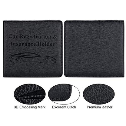 Car Registration and Insurance Holder, Vehicle Glove Box Car Organizer Men Women Wallet Accessories Case for Cards, Essential Document, Driver License, Black - color: Black