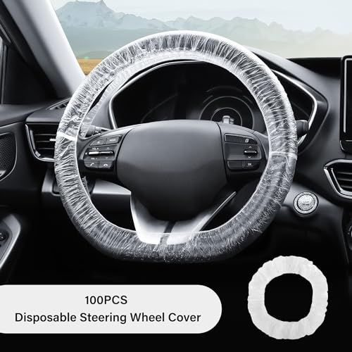 100PCS Disposable Steering Wheel Covers,Disposable Steering Wheel Protector with Elastic for Avoiding Scuffs & Scratches,Universal Car Steering Wheel Cover Car Accessories - color: 100PCS