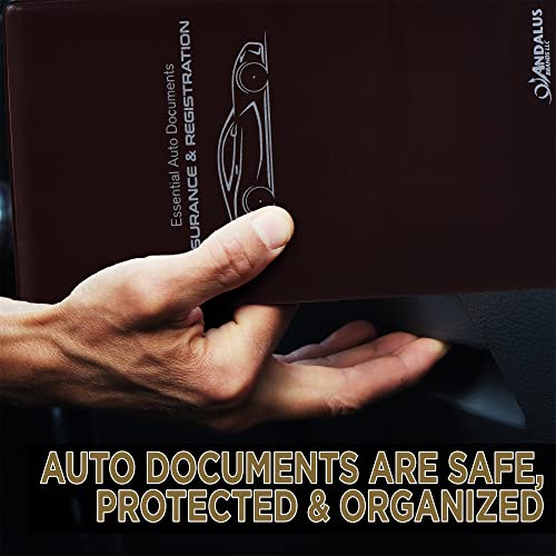 Andalus Auto Registration & Insurance Card Holder Pack of 2, Waterproof Essential Car Registration Holder with Hook & Loop Closure, Perfect for Every Vehicles Glove Boxes (Brown - 9.5" x 5.15") - color: Brown