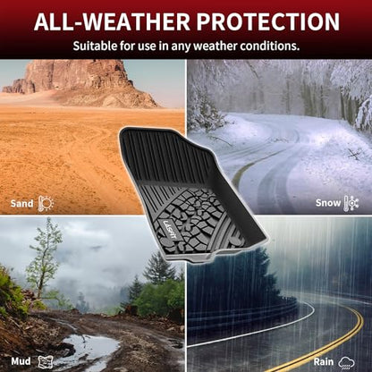 LASFIT Floor Mats for Jeep Gladiator JT 2020-2025 2026 All Weather TPE Custom Fit Pickup Truck Mats Floor Liners 1st & 2nd Row, Black - style: Gladiator 2020-2026 Floor Mats