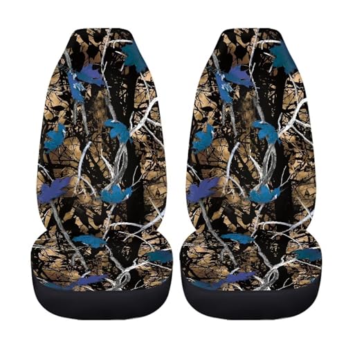 Blue Camo Hunting Seat Covers for Cars Front Seat, Two Pack Front Seat Covers Car Seat Protectors Universal fit SUV Truck Van Sedans Automotive Interior Covers - color: Blue Camo Hunting