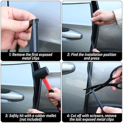 65Ft(20M) Door Edge Guard Black Car Door Edge Protector, PVC U Shape Trim with Metal Sheet No Adhesive Needed Easy to Install Universal Fit for Most Vehicles
