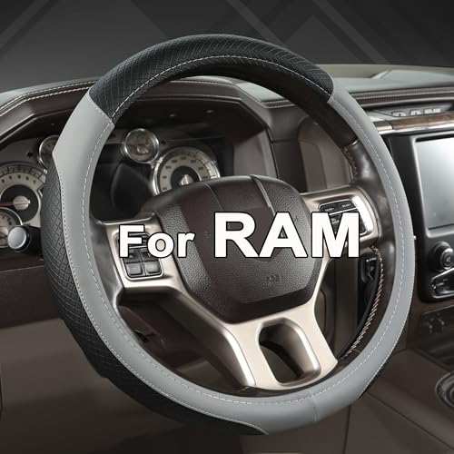 West Llama Customized Auto Car Steering Wheel Cover for Dodge RAM 1500 2500 3500, 15.5-16 inch(Black+Gray-Large Size) - color: C-Black+Gray