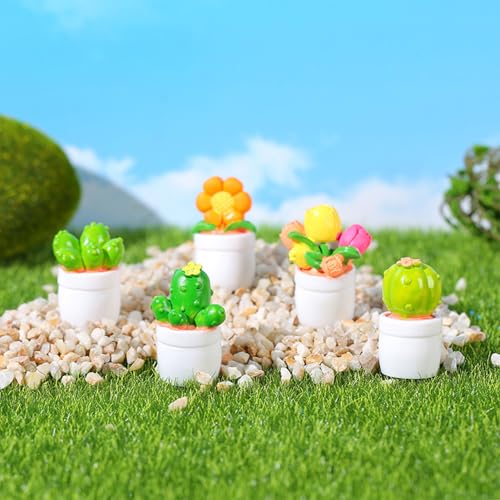 YGMONER Mini Flower Pot Car Ornament & Mini Succulent Dashboard Decor, 5pcs Desktop Miniature Pottery Planter for Car Interior Decoration