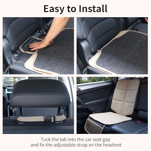Car Seat Protector, Extra Thick Car Seat Covers Non-Slip Waterproof Mat Pad Leaving No Imprints Marks for Child Baby Pet Truck SUV Automobile (Beige-A) - color: Beige-A