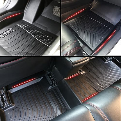 IKON MOTORSPORTS 3D TPE Floor Mats, Compatible with 2025-2026 Audi Q6 e-tron & SQ6 e-tron, All Weather Waterproof Non-Slip Floor Liners, Front & 2nd Row Full Set Car Interior Accessories, Black 3PCS