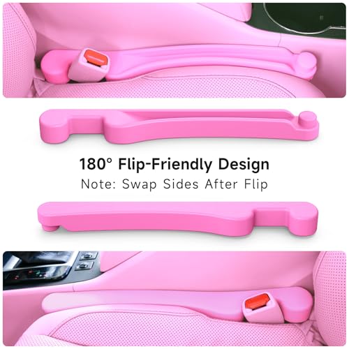 Givifive Car Seat Gap Filler Set of 2, 3IN1 Seat Side Gap Filler Plug with Storage Slot & Hook Function, Soft Foam Universal Fit Car SUV Truck Fill Gap Between Seats Console Organizer (Narrow Pink)
