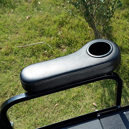 10L0L Golf Cart Rear Seat Kit Arm Rest Set with Cup Holder for Yamaha EZGO Club Car Golf Cart UV-Proof Coating Long Lasting, No Drilling Kits Include - color: Black