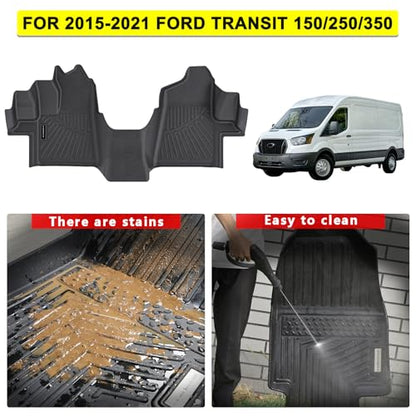 Weatherbeater Heavy-Duty All-Weather Floor Mats - Custom Fit for 2015-2021 Ford Transit 150/250/350/350HD w, Durable Floor Liners with Raised Edges Front Row 2pcs - size: 2015-21|Transit| floor mats