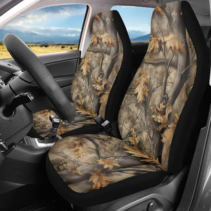 Howilath 2 Piece Car Front Seat Covers Set Anti-Slip Camo Oak Hunting Wood Auto Seats Protector Interior Accessories Fit SUV Sedan Truck - color: Camo Oak Hunting Wood