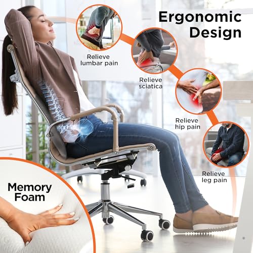 BLACK+DECKER Memory Foam Lumbar Support Pillow, Lumbar Cushion for Office, Car, Wheelchair & Airplane – Adjustable Strap, Full Back Pain Relief, Washable Cover, Grey/Blue - color: Grey/Blue