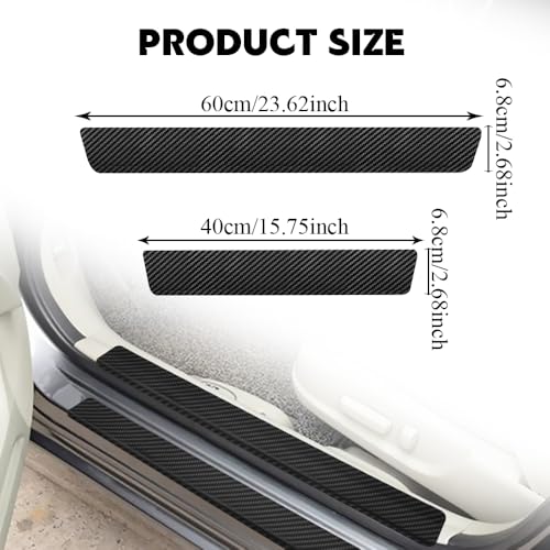 4PCS Car Door Sill Protector, Car Door Edge Guards, Carbon Fiber Wrap Film, Interior Decoration Anti-Scratch Threshold Strips Universal for Most Vehicles