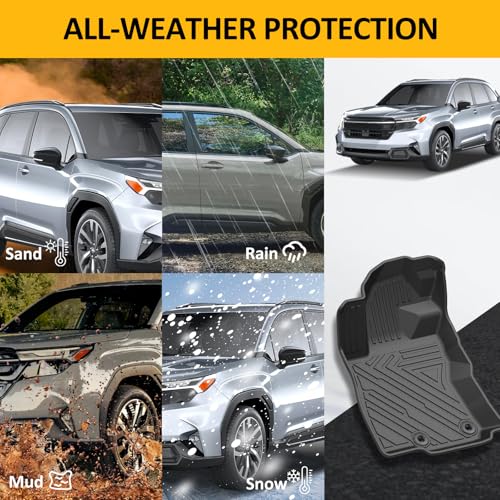 Falafa Floor Mats Fits for Su-baru Forester 2025(Not for Hybrid & Wilderness), All Weather TPE Custom Heavy Duty Floor Liners, 1st and 2nd Row Full Set Car Mats Forester Accessories, Black