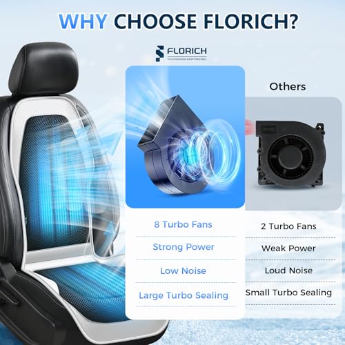 Upgraded Cooling Car Seat Cover Front Seat with Blowing&Suction, 12V-24V Ventilated Car Seat Cushion with 8 Turbo Fans, 3-Speed Adjustable Universal Fit Breathable Car Cushion for Summer Driving-Gray - color: Gray