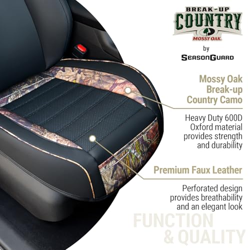 Mossy Oak Camo Car Seat Covers, Padded Bottom Seat Cushion Cover with Bottom Wrap-Around & Anti-Skid; for Cars SUV Truck Minivan, Front Seat Protector, Heavy Duty Denier with Storage Pocket, 2 Pack - color: Truck Seat Cushion B