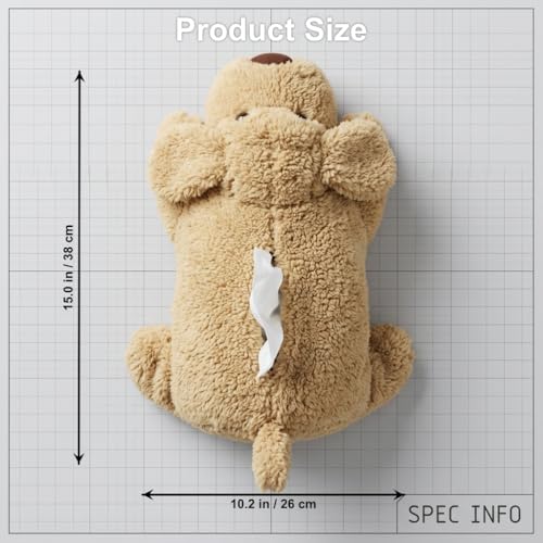 Puppy Plush Tissue Box Holder for Car Soft Stuffed Dog Paper Case Cute Animal Napkin Dispenser for Vehicle Home Office Decoration