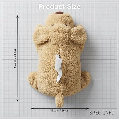Puppy Plush Tissue Box Holder for Car Soft Stuffed Dog Paper Case Cute Animal Napkin Dispenser for Vehicle Home Office Decoration