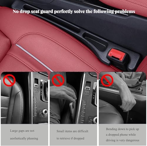 2-Pack Car Seat Gap Filler Organizer, No Drop Seat Guard, Universal Car Seat Gap Filler, Silicone Gap Filler Prevents Phone, Keys & Wallet from Falling, Universal Fit for Car, SUV, Truck