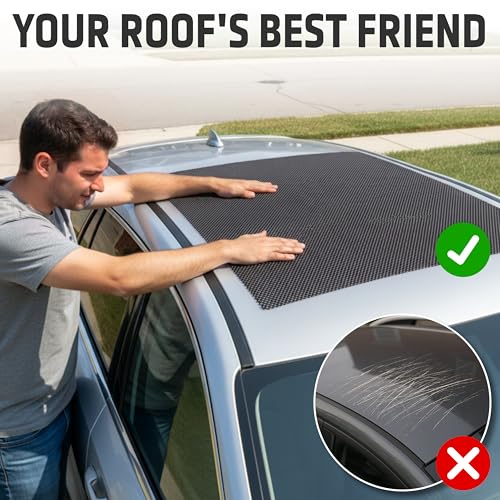 Non Slip Roof Mat - Soft Protector Mat and Car Roof Liner for All Vehicles - All Weather Grip for Roof Cargo Rack Scratch Protection (47 x 35 in)