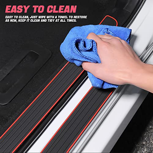 4PCS Car Door Sill Plate Protectors, Auto Door Entry Guards Sill Scuff Cover Panel Step Protector, PVC Rubber Anti-Scratch Front Rear Door Pedal, Car Accessories for Most Vehicles (Black/Red) - color: Black/Red