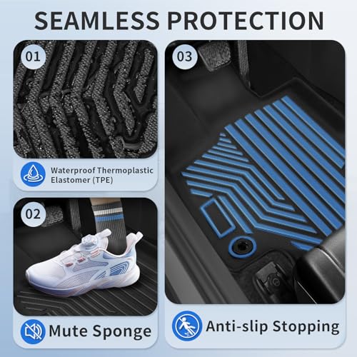 Floor Mats for Toyota RAV4 2025 2024-2019 (Include Hybrid) Full Set All Weather Floor Mats for Toyota RAV4 Accessories 2025 2024-2019 TPE Back Seat Cover Protector Trunk Frunk Mat - size: 2019-2025