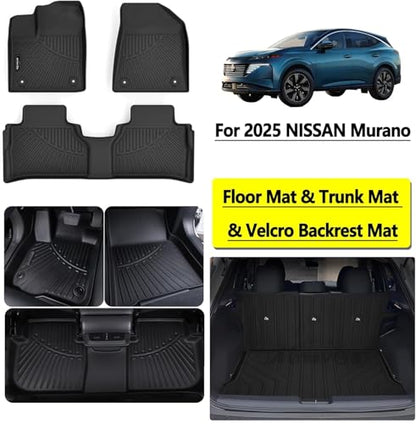 Floor Mast for 2025 2026 Nissan Murano, TPE All Weather Protection Floor Liners Car Mats for Murano Accessories, 3pcs-Black - size: 2025 Murano Full Mats