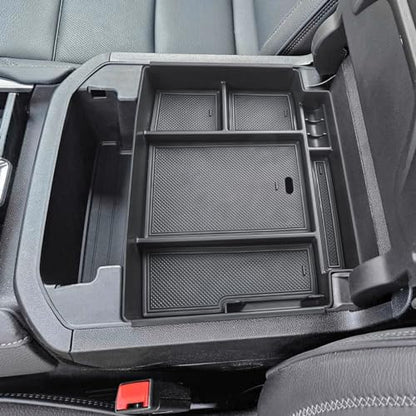 EDBETOS Power Sliding Console Organizer Compatible with 2021-2024 2025 2026 Chevy Tahoe Suburban/GMC Yukon Accessories Armrest Box Insert Tray,(NOT Fit Standard Console with charging socket),Black