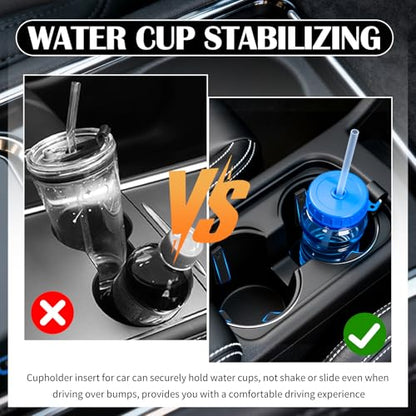 6PCS Car Cup Holder Insert Silicone,Anti-Shake Curve Car Coasters Cupholder Stabilizer for Holding Cups/Bottles,Universal Self-Adhesive Cupholder Insert for Cars/SUVs/Trucks
