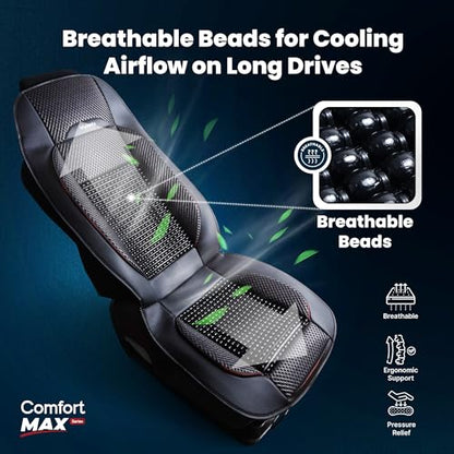 Semi Truck Beaded Seat Covers (Black, 1-Pack), Cooling Car Seat Cushion for Back Support, Anti-Sweat Truck Seat Covers, Universal Fit for Volvo, Kenworth, Freightliner