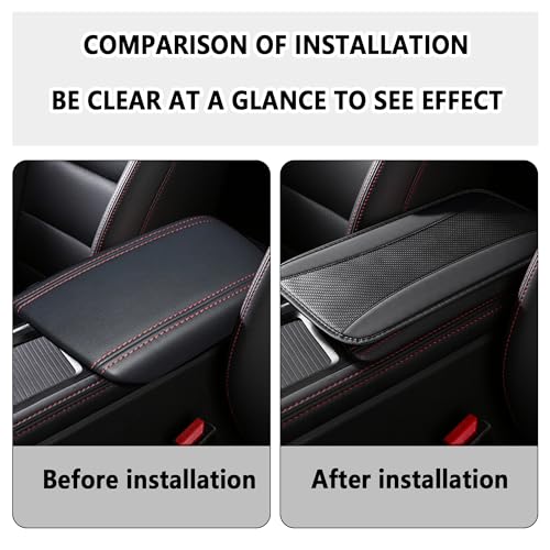 IHOTDER Stylish Car Center Console Cover,PU Leather Car Armrest Cover Prevent Scratches on Center Console,Universal Car Armrest Cushion Car Accessories Interior for Car SUV Truck (Black) - color: Black
