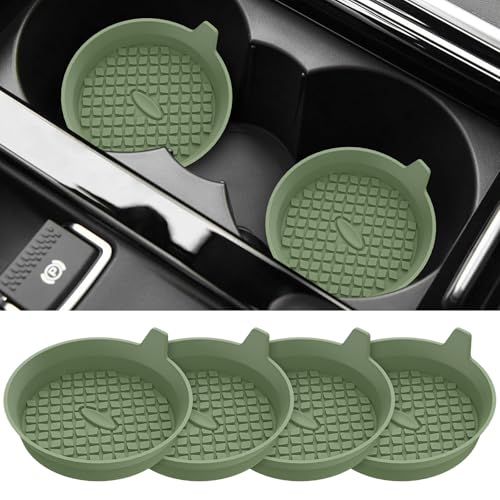 Car Cup Holder Coasters [4 Pack] Silicone Cups Mats, Automotive Universal Non-Slip Recessed Interior Accessories Olive Green - color: 4pack-olive Green