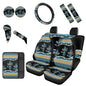 Dreaweet Car Seat Covers Full Set with Steering Wheel Cover Armrest Pad Covers Seat Belt Pads Cup Holders Handbrake Cover Set of 12 Aztec Cactus Car Accessories Interior Universal for SUV Trucks Sedan - color: Aztec Cactus