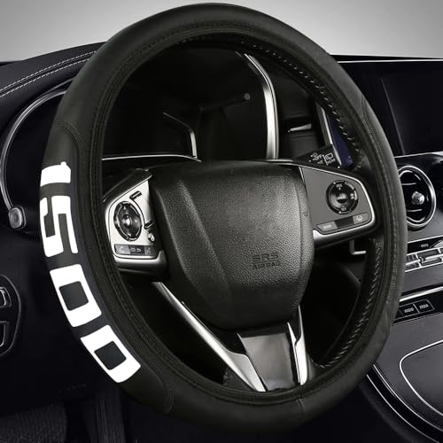 Microfiber Leather Truck Steering Wheel Cover fit Dodge Ram 1500 Chevy Silverado GMC Sierra 1500 Steering Wheel Cover 15-16.5Inch -White - color: 1500-white