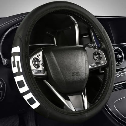 Microfiber Leather Truck Steering Wheel Cover fit Dodge Ram 1500 Chevy Silverado GMC Sierra 1500 Steering Wheel Cover 15-16.5Inch -White - color: 1500-white