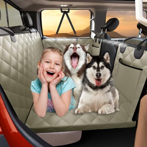 Back Seat Extender for Dogs Truck-Large Space, Hard Bottom Dog Pet Seat Cover Back Seat, Waterproof Dog Hammock for Crew Cab Trucks F150, RAM1500, Sierra, Tundra, Silverado, Khaki - color: Khaki, size: XL - For Full Size Truck / Full Size SUV