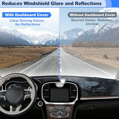 Dashboard Cover for Chrysler 300 300C Sedan 2011-2023 Interior Polyester Dash Cover Mat Pad Carpet Non-Slip Dashboard Protector Sunshine UV & Heat Resistant Black - style: for Chrysler 300 300C Sedan 2011-2023