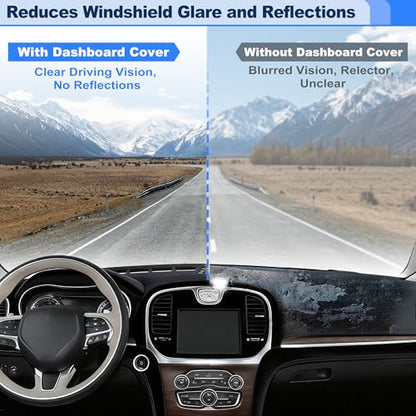 Dashboard Cover for Chrysler 300 300C Sedan 2011-2023 Interior Polyester Dash Cover Mat Pad Carpet Non-Slip Dashboard Protector Sunshine UV & Heat Resistant Black - style: for Chrysler 300 300C Sedan 2011-2023
