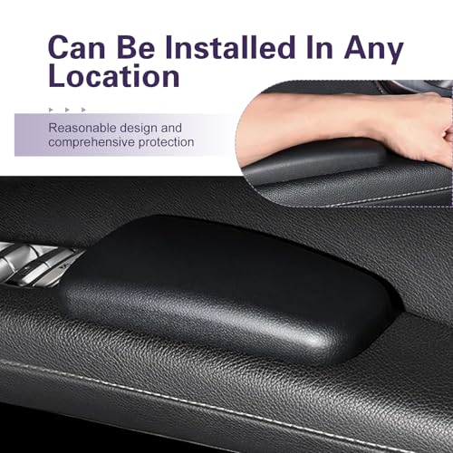 2PCS Car Door Armrest Pad, Soft Leather Armrest Cushion for Car, Universal Automotive Armrests Knee Cushion, Elbow Cushion Arm Rest Pad for Most Vehicles (Black)