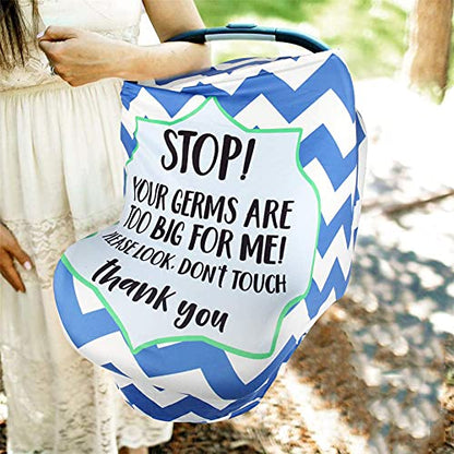 Metplus Car Seat Cover Baby, No Touch Sign Carseat Canopy, Nursing Breastfeeding Covers, Stretchy Universal Fit, Multi-Use for Stroller/Shopping Cart/High Chair, Gender Neutral Shower Gift - color: Blue Stripes