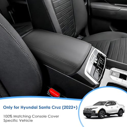 2022-2025 2026 Santa Cruz Center Console Cover for Hyundai Santa Cruz (SE/SEL/Night/SEL Premium/SEL Activity/XRT/Limited), Waterproof &Comfy Leather Armrest Cover 2026 Santa Cruz Accessories - color: (for Santa Cruz) - Leather