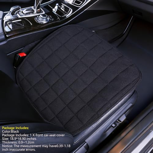 Linen Seat Cover for Car,Bottom Seat Covers for Trucks,Car Seat Pad,Seat Cushion Breathable Ventilated Front Seat Only[Black] - color: W-Black