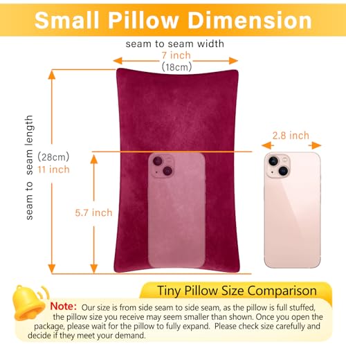 1 MIDDLE ONE 2 Pack Small Pillow, Memory Foam Mini Pillow 11 X 7 Inches for Travel, Sleeping, Nap and Neck, Knee, Lumbar Support, Tiny Cushion for Pet, Dogs (Burgundy) - color: Burgundy, size: 11x7 inch