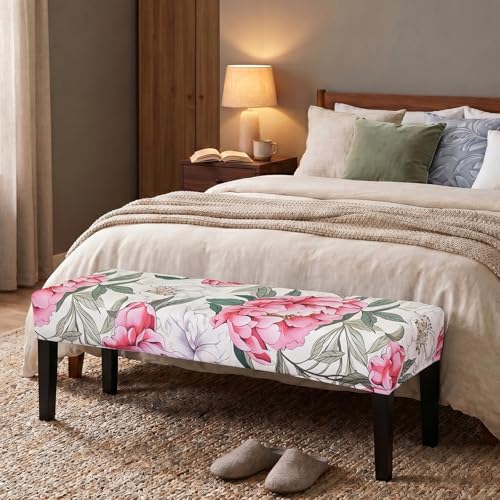 FUANGUI Floral Bench Cover,Stretch Dining Bench Cover for bedrooms, Living Rooms, Kitchens, Protector Chair Bench Piano Bench Seat Covers Stool Slipcover Removable, Washable - 04 - color: 04