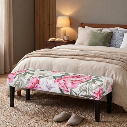 FUANGUI Floral Bench Cover,Stretch Dining Bench Cover for bedrooms, Living Rooms, Kitchens, Protector Chair Bench Piano Bench Seat Covers Stool Slipcover Removable, Washable - 04 - color: 04