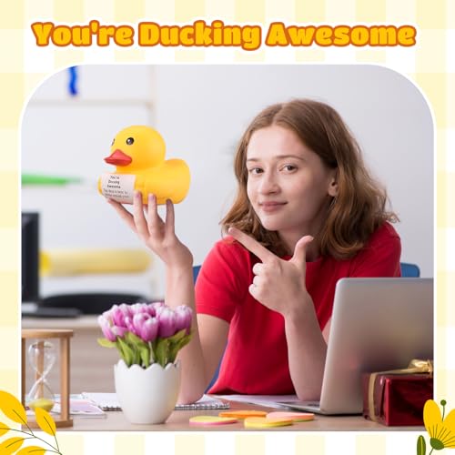 Civaner 7 Inch Emotional Giant Rubber Duck with Positive Message Thank You Gifts Motivational Rubber Duck Gift for Desk, Office, Home Decor Graduation(You're Awesome) - style: You're Ducking Awesome