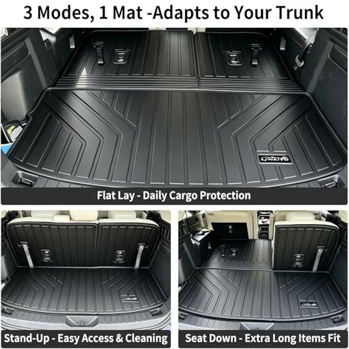 All Weather Cargo Mat with Backrest Protection for 2026 2025 2024 Mazda CX90（Only Fit 7&8 Seats） TPE Rubber Liners Odorless Anti-Slip Car Cargo Liners - Trunk Mat Covering the backrest for CX-90 - size: 24-26丨CX-90 7&8seat
